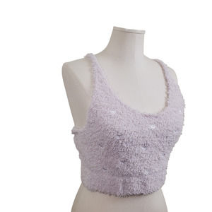 POL | FLEECE HEART PRINTED RACERBACK ELASTIC BAND CROP TOP WOMEN'S SIZE LARGE